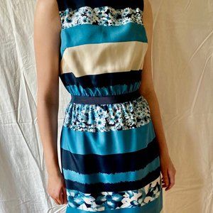 LOFT Navy/Floral Striped Mini-Dress, Size XSP